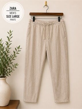 Zara Men's Corduroy Pants in Beige